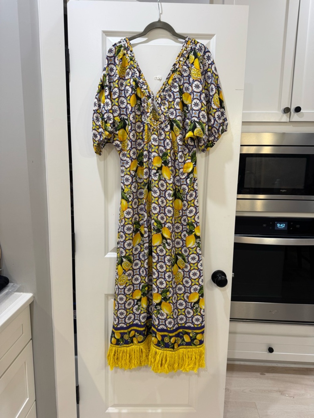 America & Beyond Lemon Maxi Dress with Fringe NWT